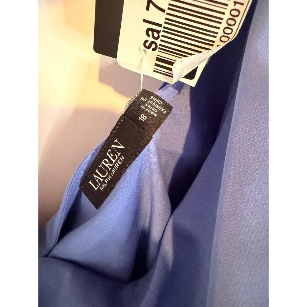 NWT‎ Lauren Ralph Lauren One Shoulder Dress Women 18 Loch Blue Crepe Cocktail